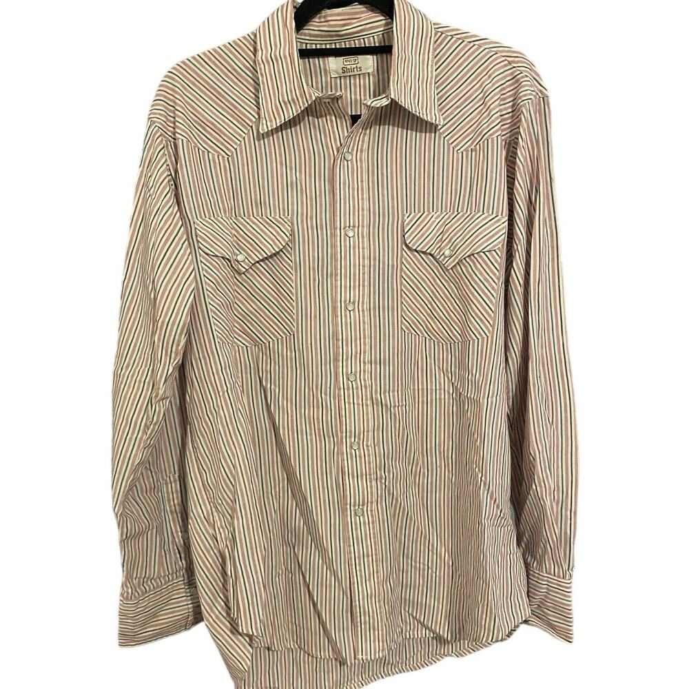 Vintage 80s Ruddock Multicolor Striped Pearl Snap Western Long Sleeve Shirt Med